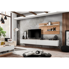 CARLO III - Living Room Furniture Set - White Matt / Wotan Oak