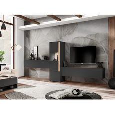 CARLO IV - Living Room Furniture Set - Anthracite Grey / Wotan Oak