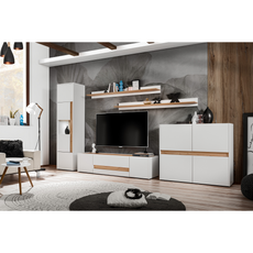 CARLO VII - Living Room Furniture Set - White Matt / Wotan Oak