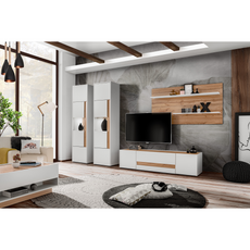 CARLO VI - Living Room Furniture Set - White Matt / Wotan Oak