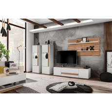 CARLO V - Living Room Furniture Set - White Matt / Wotan Oak