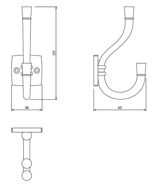 Double Hat & Coat Hook - 115mm - Brushed Steel