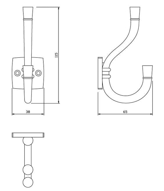 Double Hat & Coat Hook - 115mm - Chrome