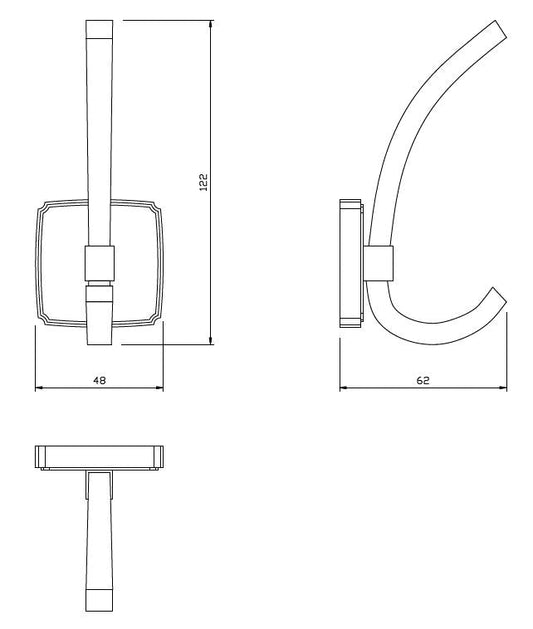 Double Hat & Coat Hook - 122mm - Chrome