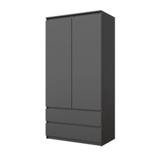 JOELLE - 2 Door Wardrobe With 2 Drawers - Anthracite H180cm W90cm D50cm