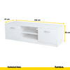 GRACE - TV Stand with 2 Doors and 1 Shelf - White Matt H36cm W120cm D41cm
