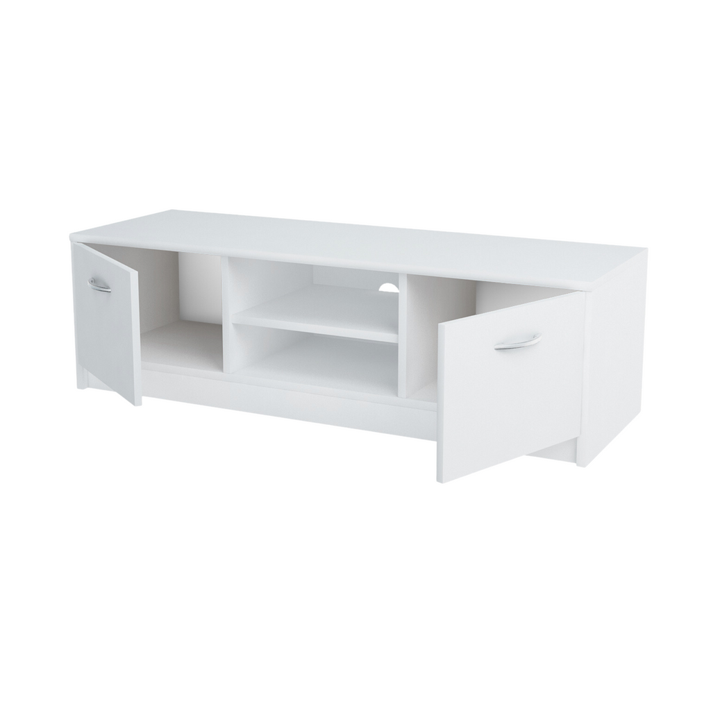 GRACE - TV Stand with 2 Doors and 1 Shelf - White Matt H36cm W120cm D41cm