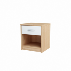 JULIA - Bedside Table - Nightstand with 1 Drawer - Sonoma Oak / White Matt H45cm W39cm D35cm