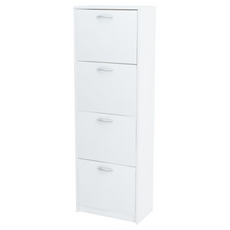 JULIA - Shoe Cabinet - 4 Tier Storage - White Matt H152cm W50cm D28cm