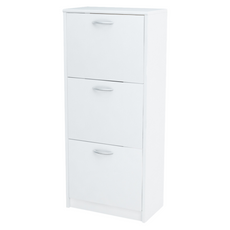 JULIA - Shoe Cabinet - 3 Tier Storage - White Matt H116cm W50cm D28cm