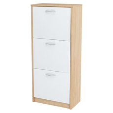 JULIA - Shoe Cabinet - 3 Tier Storage - Sonoma Oak / White Matt H116cm W50cm D28cm