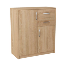 JULIA - Chest of 2 Drawers and 2 Doors - Bedroom Dresser Storage Cabinet Sideboard - Sonoma Oak H85cm W74cm D35cm