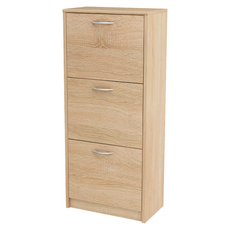 JULIA - Shoe Cabinet - 3 Tier Storage - Sonoma Oak H116cm W50cm D28cm