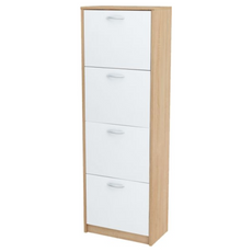 JULIA - Shoe Cabinet - 4 Tier Storage - Sonoma Oak / White Matt H152cm W50cm D28cm