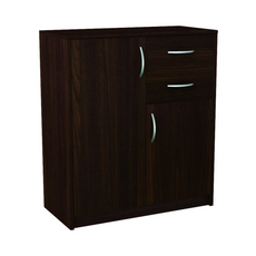 JULIA - Chest of 2 Drawers and 2 Doors - Bedroom Dresser Storage Cabinet Sideboard - Wenge H85cm W74cm D35cm