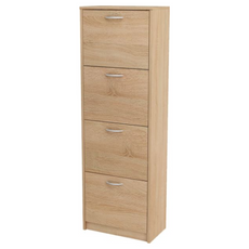 JULIA - Shoe Cabinet - 4 Tier Storage - Sonoma Oak H152cm W50cm D28cm