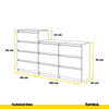 GABRIEL - Chest of 10 Drawers (6+4) - Bedroom Dresser Storage Cabinet Sideboard - Sonoma Oak / Black Gloss H92/70cm W160cm D33cm