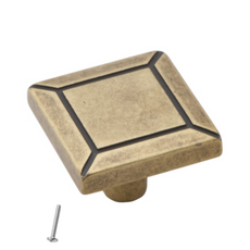 Vintage Cabinet Knob - 30mm x 30mm - Antique Brass