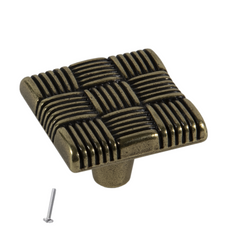 Vintage Cabinet Knob - 30mm x 30mm - Antique Brass