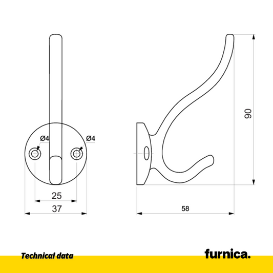 Double Classic Hanger Hook - Matt Chrome