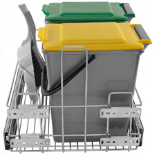 Pull-Out Kitchen Waste Bin Soft-Close 2 x 10L  with Colour Plates-  400mm Cabinet