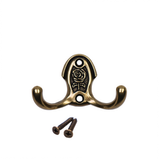 Double Robe Hook - 46mm - Antique Brass
