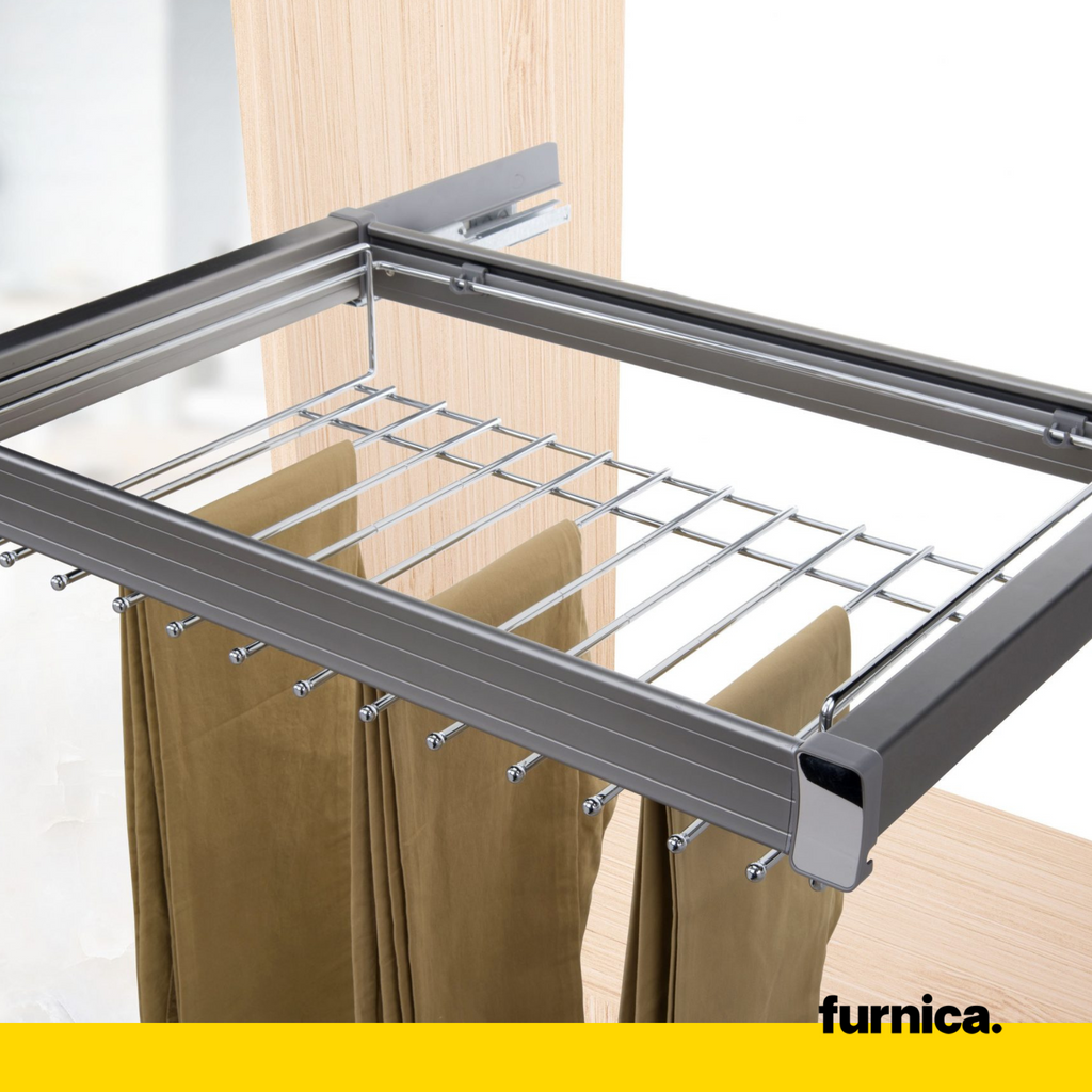 Pull Out Trouser Hanger 2 for 60 cm Cabinet Soft-Close - Single Shelf - Grey