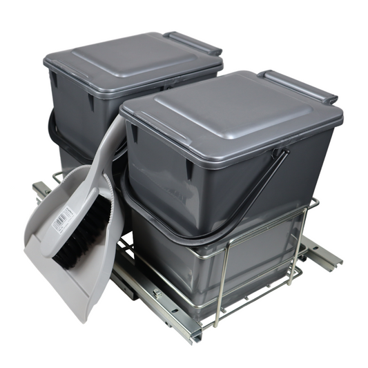 Pull-Out Kitchen Waste Bin Soft-Close 2 x 10L - 400mm Cabinet