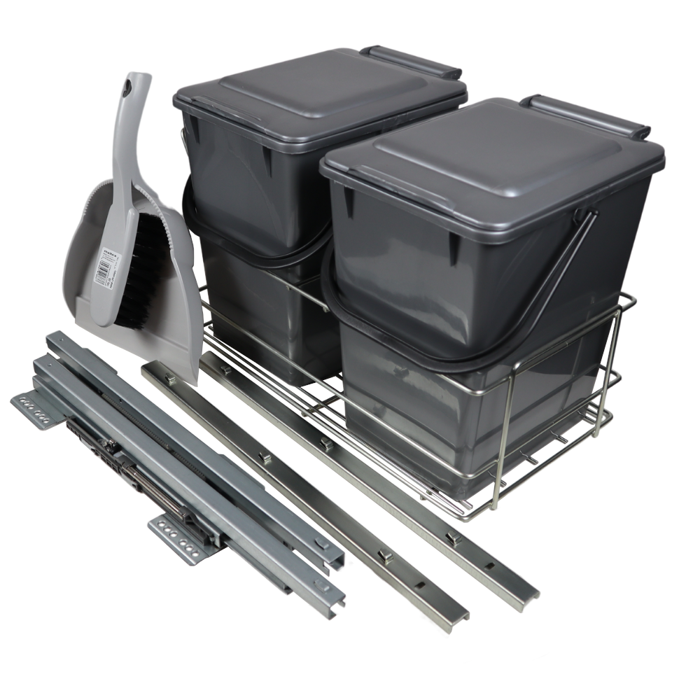 Pull-Out Kitchen Waste Bin Soft-Close 2 x 10L  - 400mm Cabinet