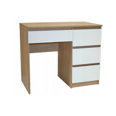 BEN - Computer Desk with 4 Drawers H76cm W90cm D50cm Right - Sonoma Oak / White Matt