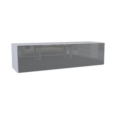 NICOLE - TV Cabinet Unit with Wide Door H38cm W140cm D35cm - White / Anthracite Gloss