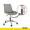 EDMONDO- Quilted Velour Velvet Office Chair with Silver Chrome Legs - Grey
