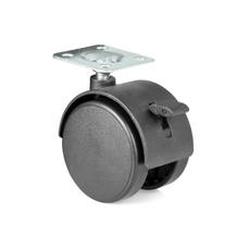 Furniture Plastic Swivel Wheel with Brake and Mounting Plate Ø50 mm