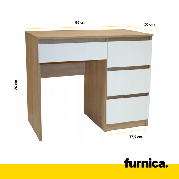 BEN - Computer Desk with 4 Drawers H76cm W90cm D50cm Right