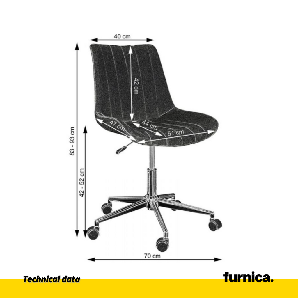 EDMONDO- Quilted Velour Velvet Office Chair with Silver Chrome Legs - Grey