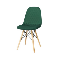 GIUSSEPPE - Quilted Velour Velvet Dining / Office Chair with Wooden Legs - Green