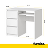 BRUNO- Computer Desk with 3 Drawers and Keyboard Tray H76cm W90cm D50cm Left - White Matt