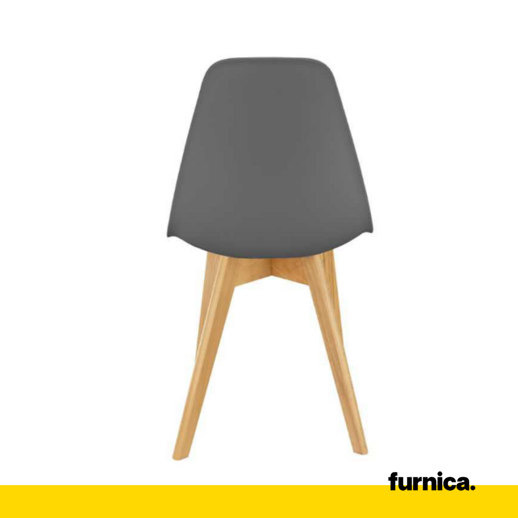 MARCELLO - Plastic Dining / Office Chair with Wooden Legs - Grey