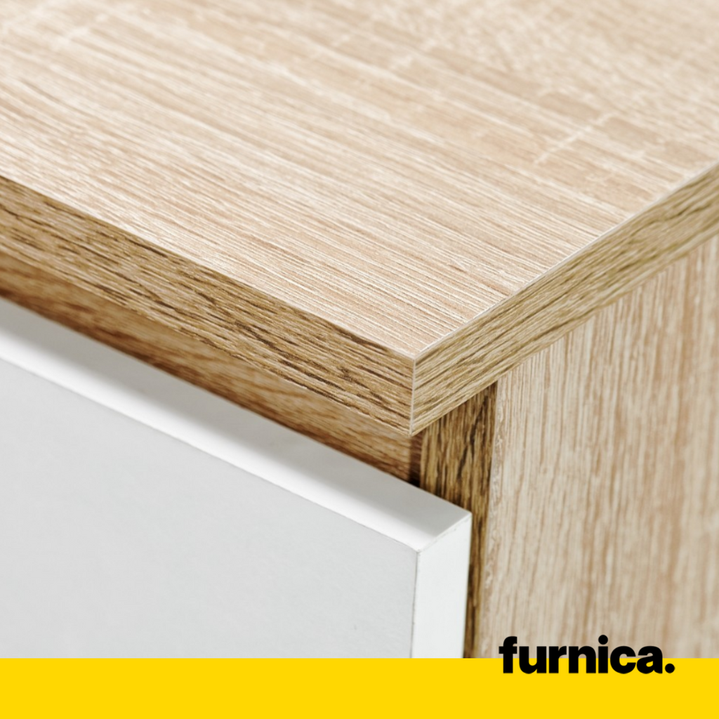 CUBA - Computer Desk with 6 Push to Open Drawers and Keyboard Tray H78cm W130cm D50cm - White Matt