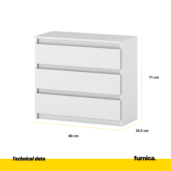 GABRIEL Chest of 3 Drawers Bedroom Dresser Storage