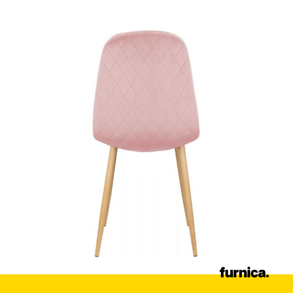 FLAVIO - Durable Velour Velvet Dining / Office Chair with Wooden Legs - Pink