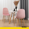 FLAVIO - Durable Velour Velvet Dining / Office Chair with Wooden Legs - Pink
