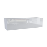 NICOLE - TV Cabinet Unit with Wide Door H38cm W140cm D35cm - White / White Gloss