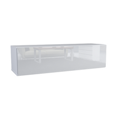 NICOLE - TV Cabinet Unit with Wide Door H38cm W140cm D35cm - White / White Gloss