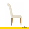 ANDREA - Quilted Velour Velvet Dining / Office Chair with Wooden Legs - Beige