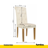 ANDREA - Quilted Velour Velvet Dining / Office Chair with Wooden Legs - Beige