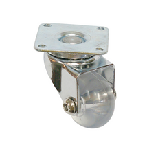 Furniture Wheel with Mounting Plate - Transparent - Chrome - Ø3.5cm