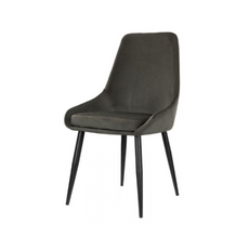ALFREDO - Durable Velour Velvet Dining / Office Chair with Black Metal Legs - Black