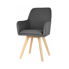 ALBERTO - Durable Fabric Dining / Office Chair with Wooden Legs - Dark Grey