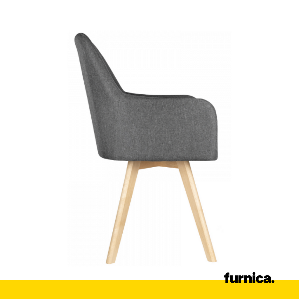 ALBERTO - Durable Fabric Dining / Office Chair with Wooden Legs - Dark Grey